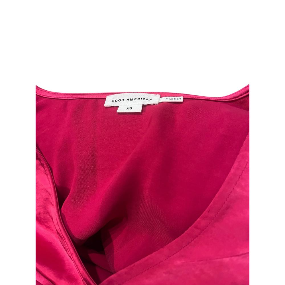 Good American Satin Wrap V-Neck Long Sleeve Blouse Top | Sz XS Pink NEW $149 - Picture 8 of 9